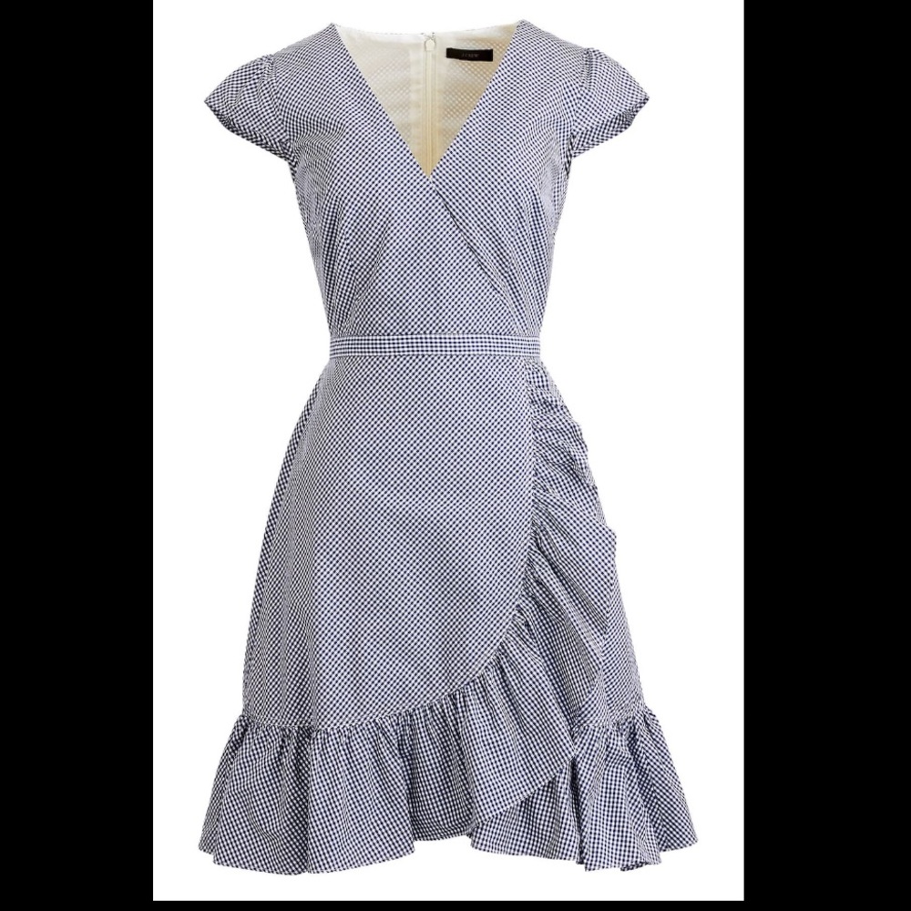 Chic Gingham Faux Wrap Dress